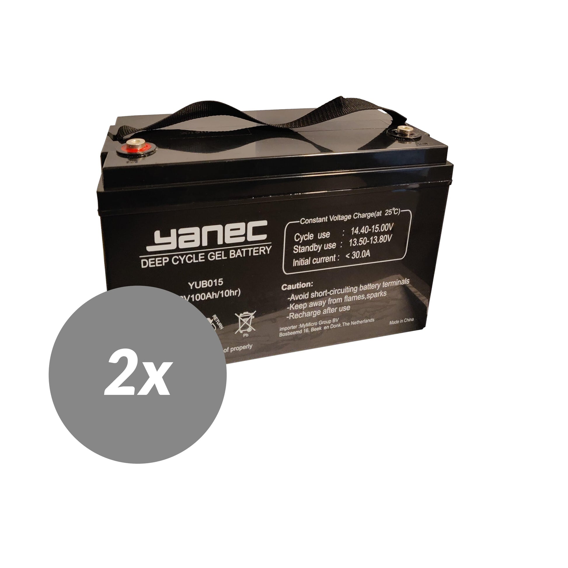 Yanec -Gel -Batterie 12V 100AH ​​Ersatzset (exkl. Kabel)
