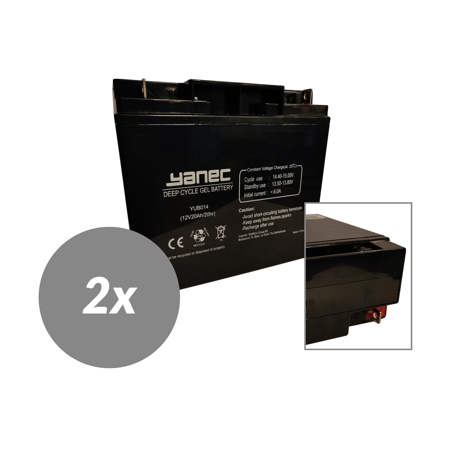 Yanec -Gel -Batterie 12V 20AH Ersatzset (exkl. Kabel)