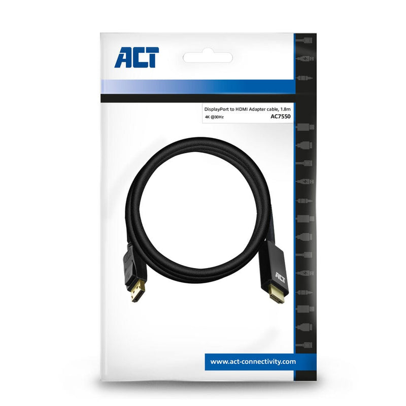 ACT DisplayPort männlich zu HDMI männlichem Adapterkabel, 1,8 m