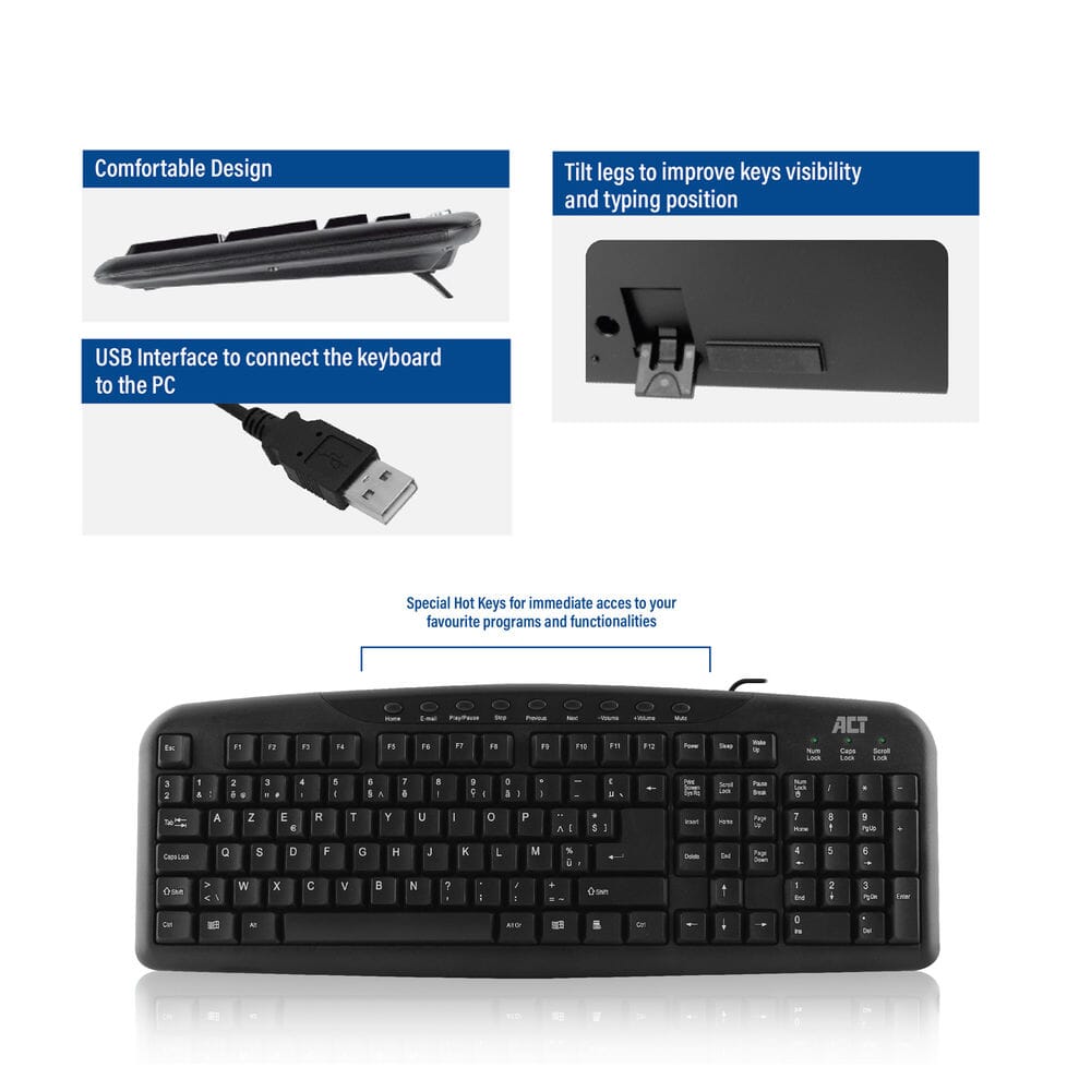 ACT -Tastatur USB, Asery, Schwarz