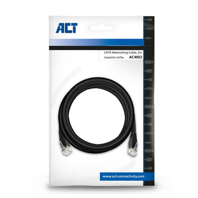 Wirken Sie schwarz 2,0 Meter U UTP Cat6 Patch -Kabel mit RJ45 -Zip -Beutel