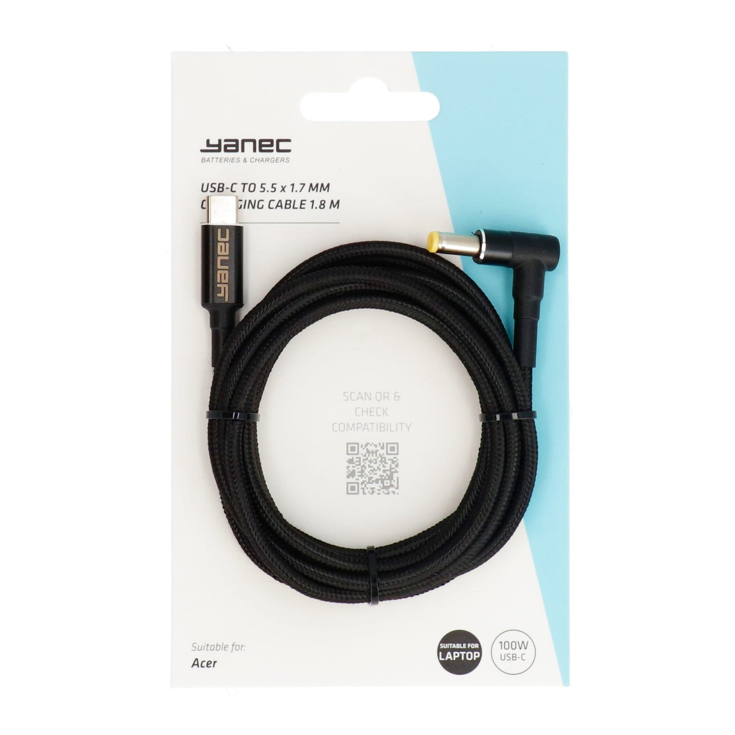 Yanec USB-C bis 5,5 x 1,7 mm Ladekabel 1,8 m