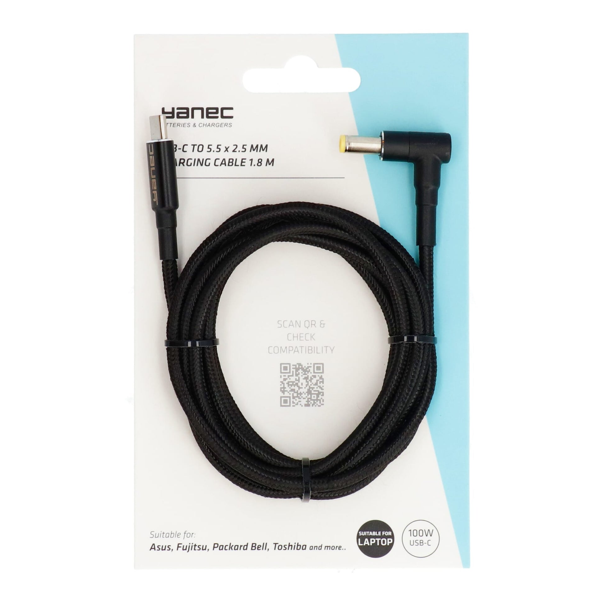 Yanec USB-C bis 5,5 x 2,5 mm Ladekabel 1,8 m
