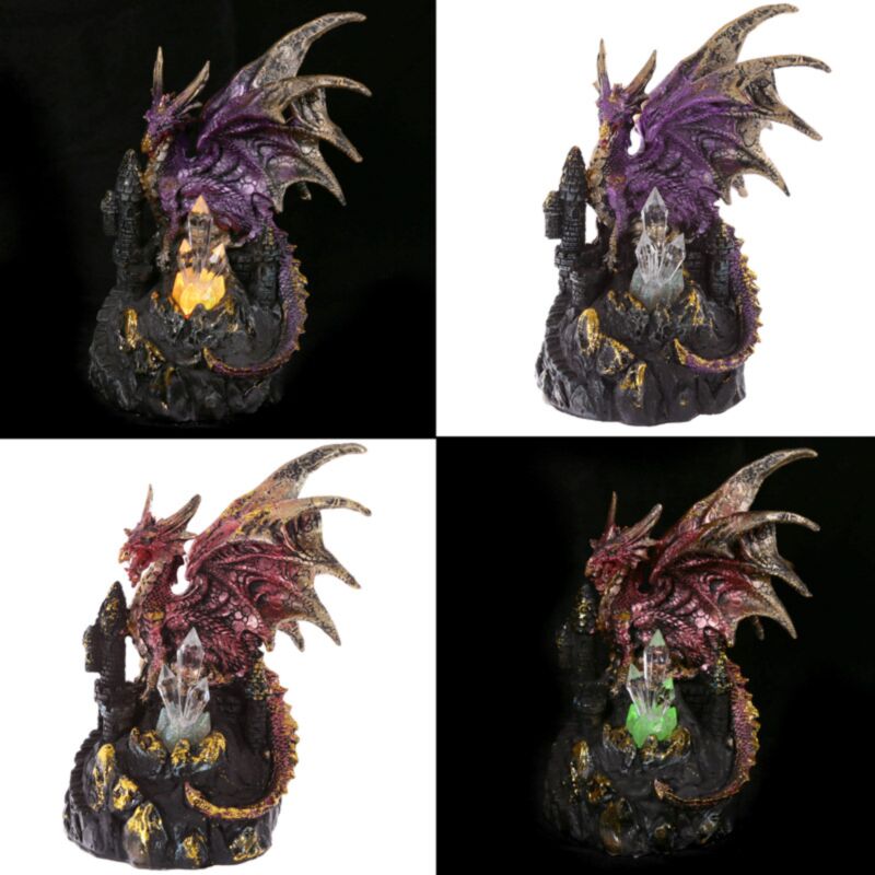 Dark Legends Dragon auf der Burg -LED -Kristall