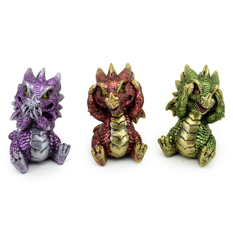 Set von 3 Elementen Baby Drache hört kein Sehen Sie kein Böses.