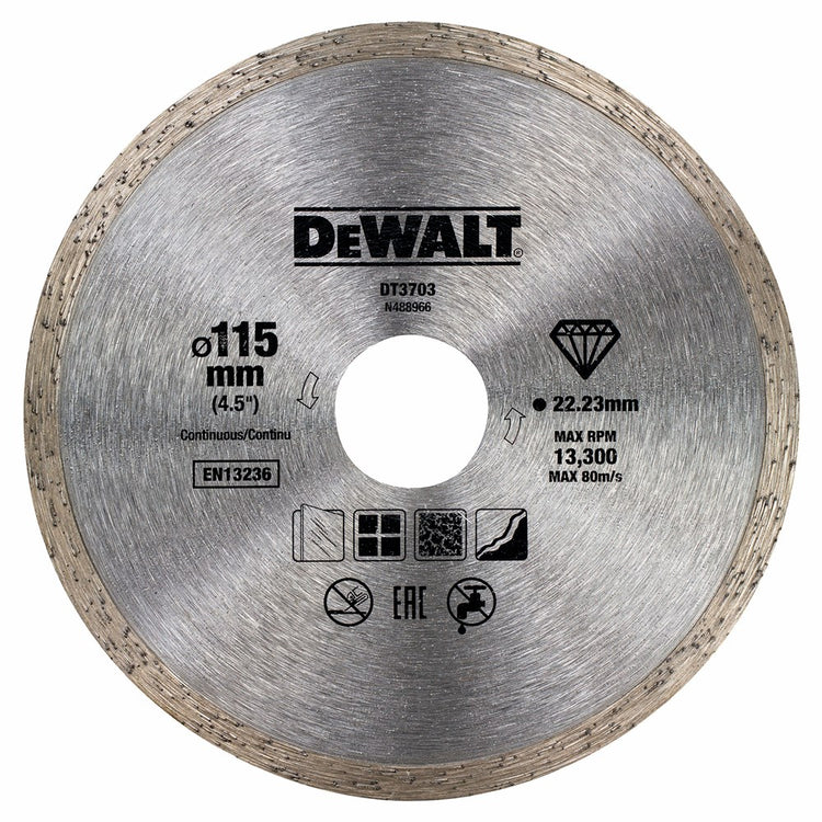 Dewalt Zubehör Diamantklinge, mit geschlossener Kante, ø115 mm 22,2 mm – dt3703-qz