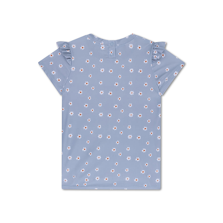 Daisy Flower | Blue UV -Schwimmhemd mit kurzen Ärmeln