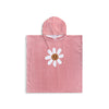 Daisy Flower | Rot weiße Baumwollstrand Poncho 65 x 65 cm