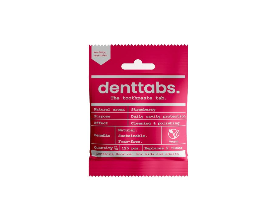 Denttabs Zahnpasta -Tabletten - mit Fluor - Erdbeere