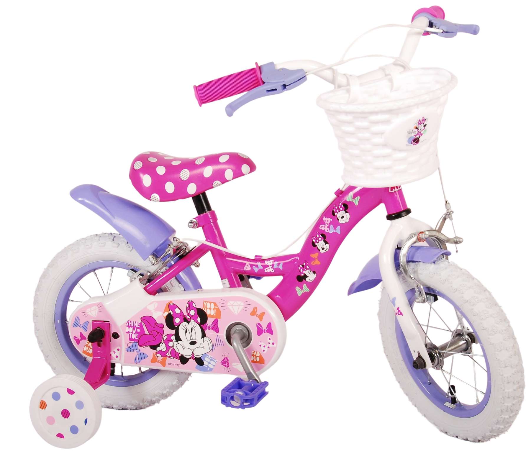Disney Minnie süßest aller Zeiten! Kinderfahrrad - Mädchen - 12 Zoll - Pink - Zwei Handbremsen