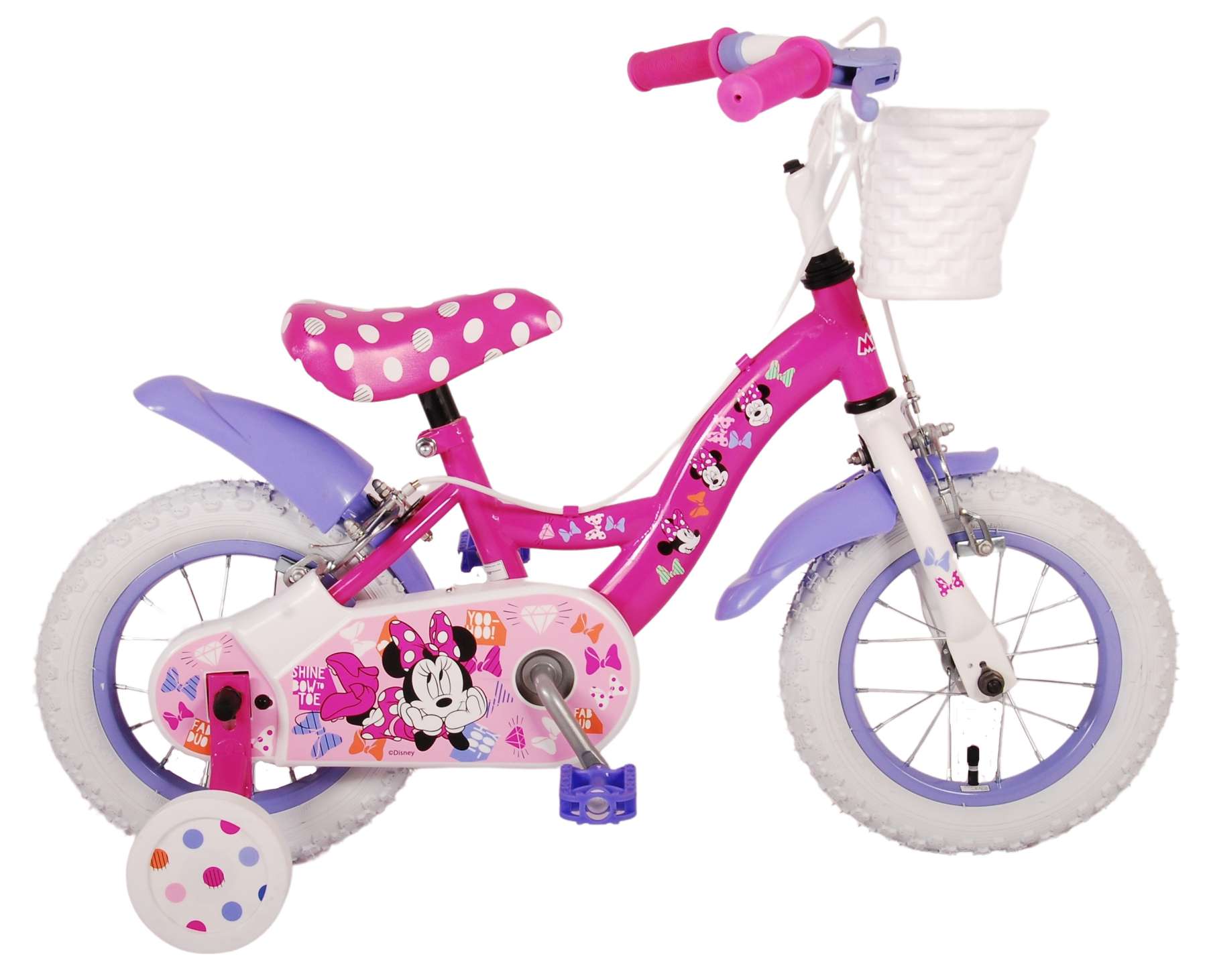 Disney Minnie süßest aller Zeiten! Kinderfahrrad - Mädchen - 12 Zoll - Pink - Zwei Handbremsen