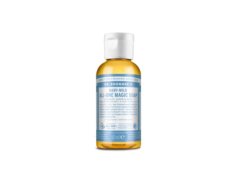 DR. Bronners flüssige Seife reines kastiles Baby -Parfüm -freie 60 ml