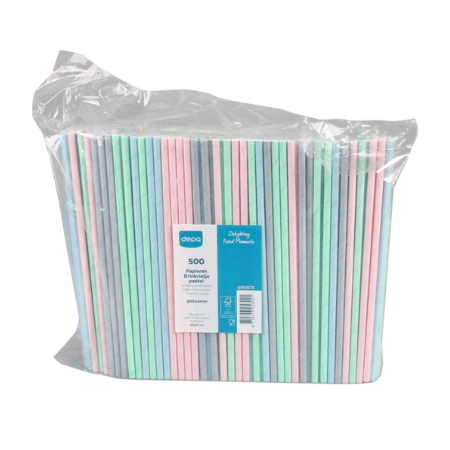 Depa Trinkhalmpapier Pastell FSC 20cm x 6mm (500 Stück)