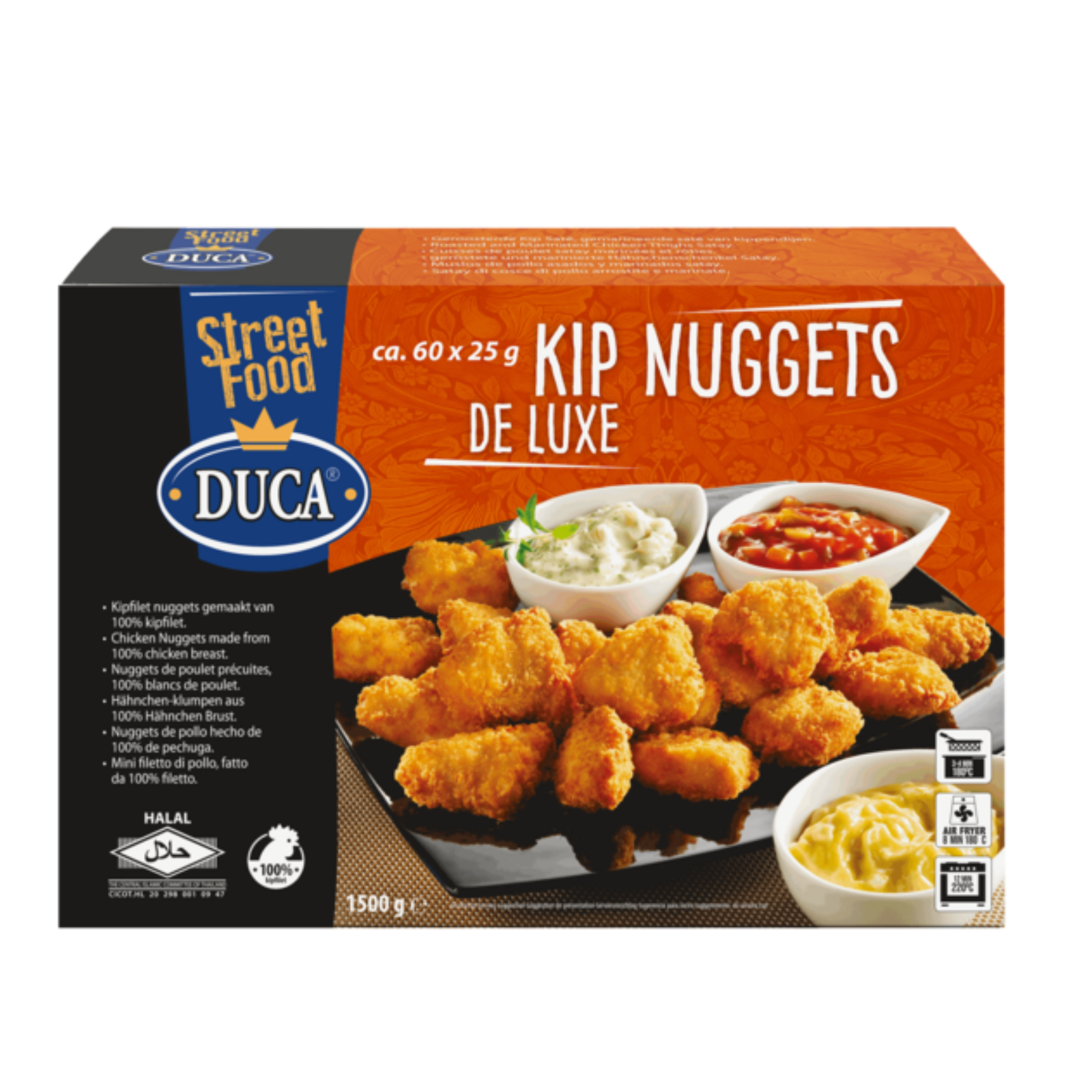 Duca vorgebackenes Hähnchenfilet Chicken Nuggets Deluxe (60x 25 gr)