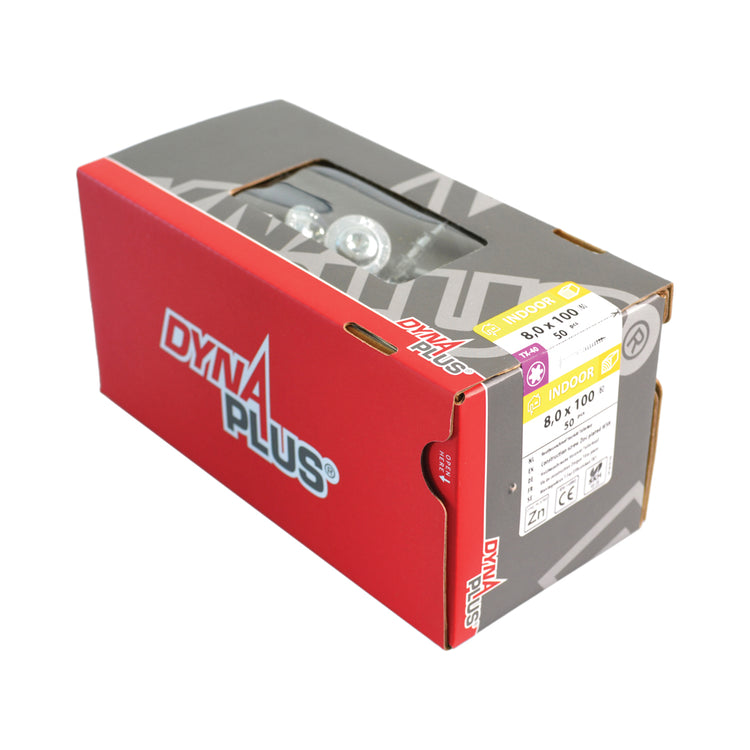 Dynaplus Holzbauschraube verzinkt Gegenkopf Vollgewinde + Schneidspitze Torx Tx40 8,0x40 | 100 Stück - 0286.01.61601