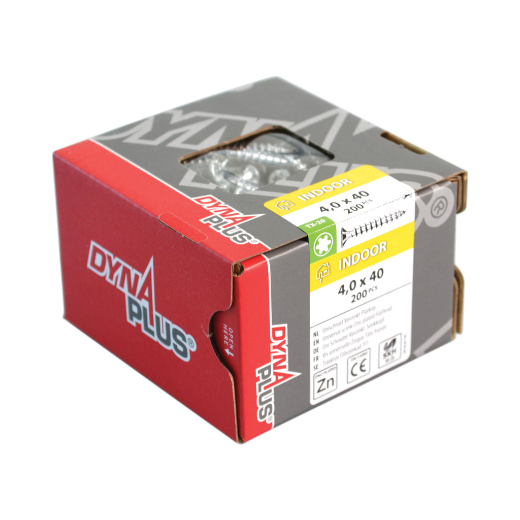 Dynaplus Unischraube Spanplattenschraube verzinkt Flachkopf Teilgewinde Torx TX25 4,5x40 24 | 200 Stück - 0281.01.33602