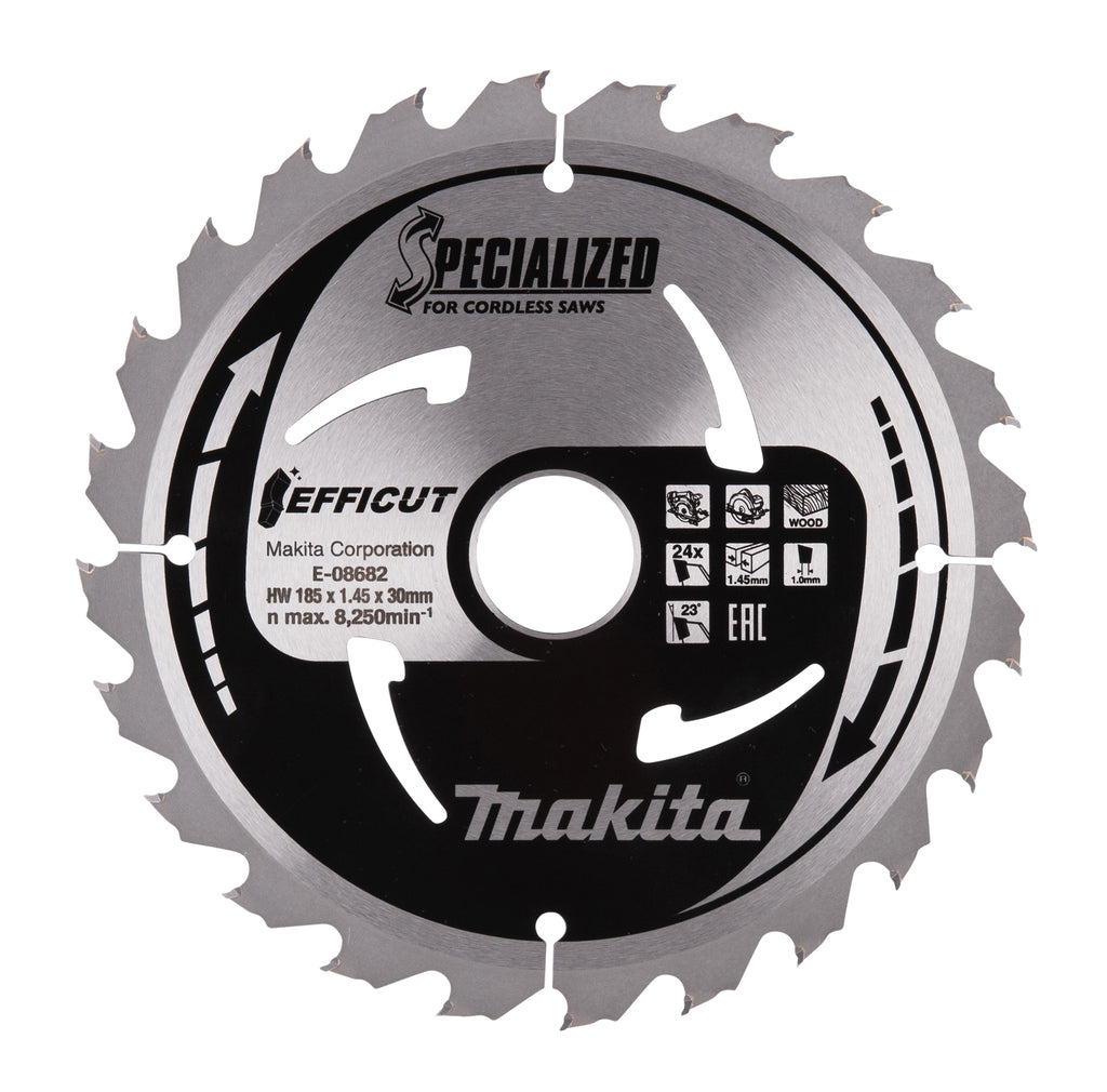 Makita Zubehör Kreissägeblatt Holz Efficut 185x30x1,45 24t 23g - e-08682