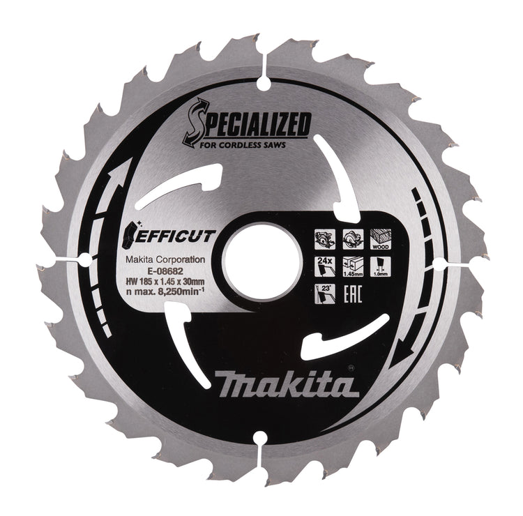 Makita Zubehör Kreissägeblatt Holz Efficut 185x30x1,45 24t 23g - e-08682