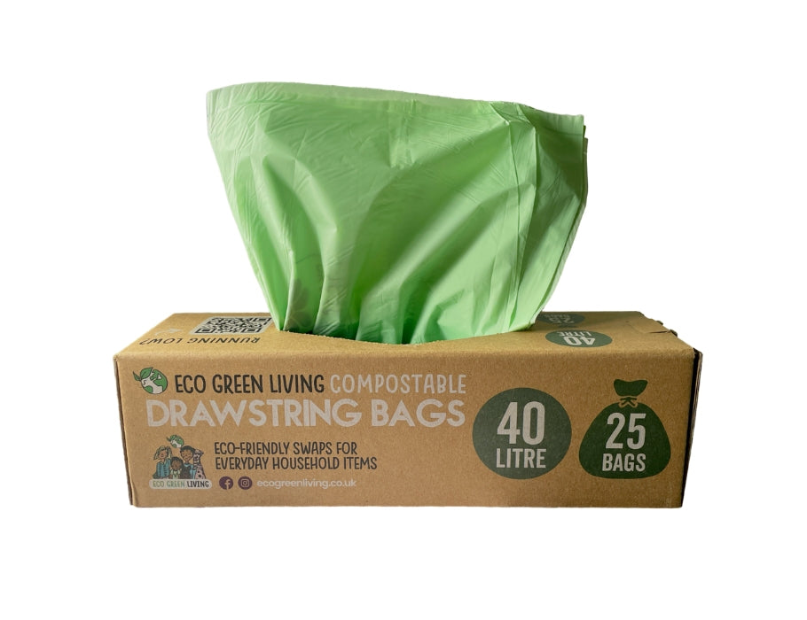 Eco Green Living kompostierbare Abfallbeutel 40 Liter – mit Kordelzug – 25 Stück