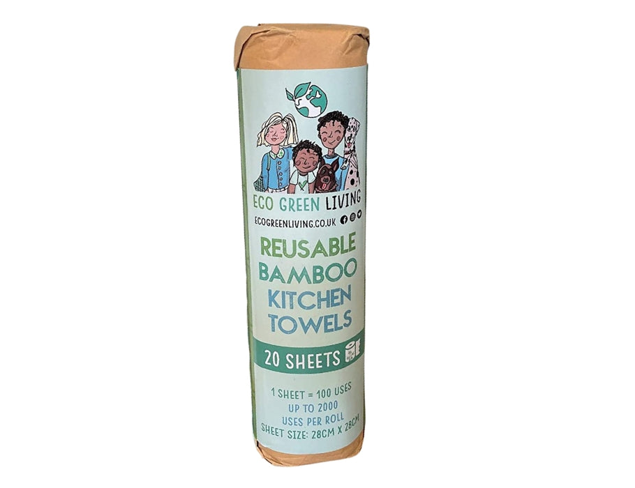Eco Green Living wiederverwendbare Bambus-Küchenrolle – 20 Blatt