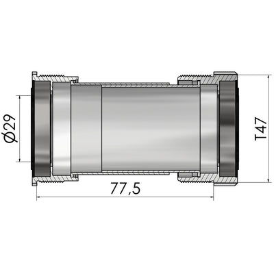 ELVEDEN BOTOR BH BH Thread Fit T47A (Cervélo) für SRAM Dub