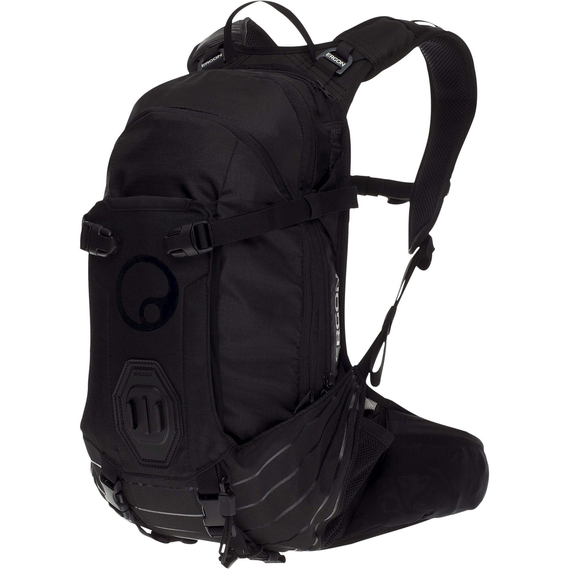 Ergon Ba2 Black - Compact All -Mountain -Rucksack für Aktionskameras, einstellbares Tragesystem, 10L -Kapazität