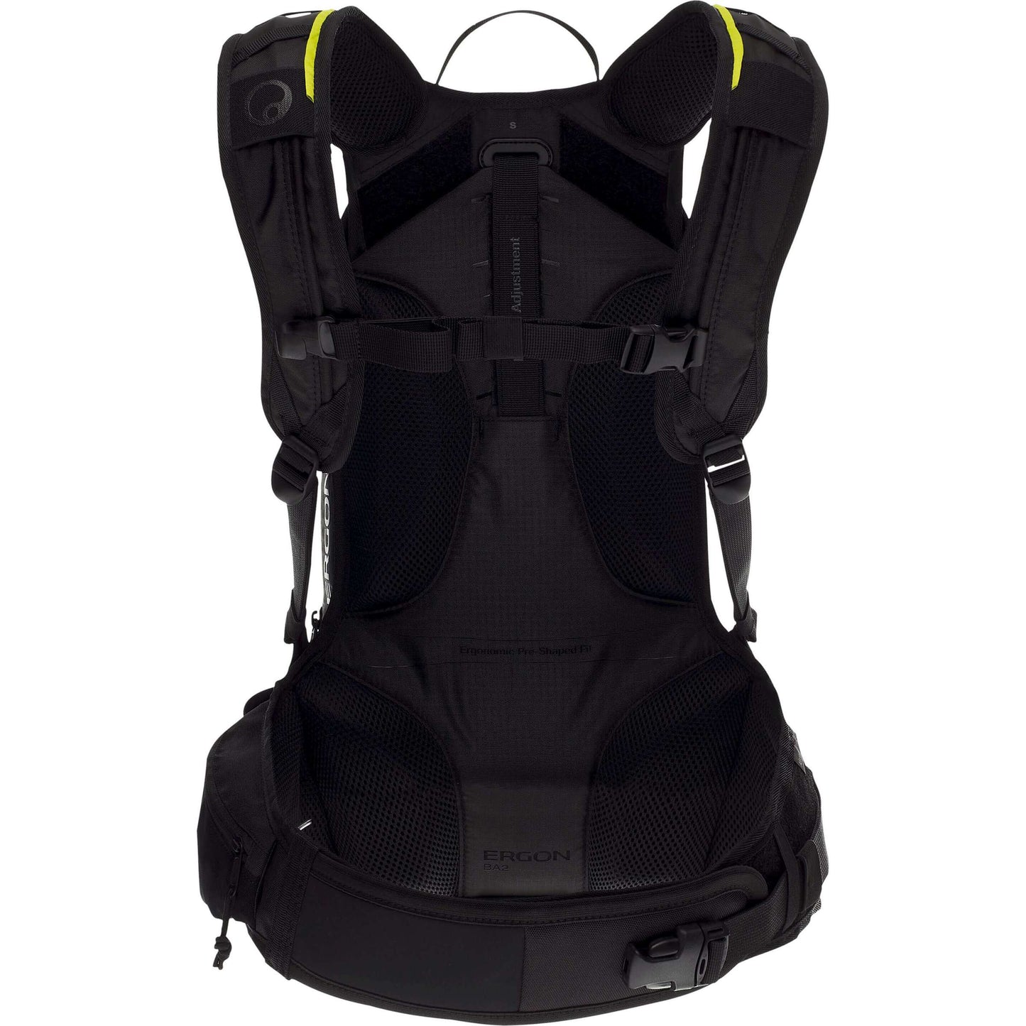 Ergon Ba2 Black - Compact All -Mountain -Rucksack für Aktionskameras, einstellbares Tragesystem, 10L -Kapazität