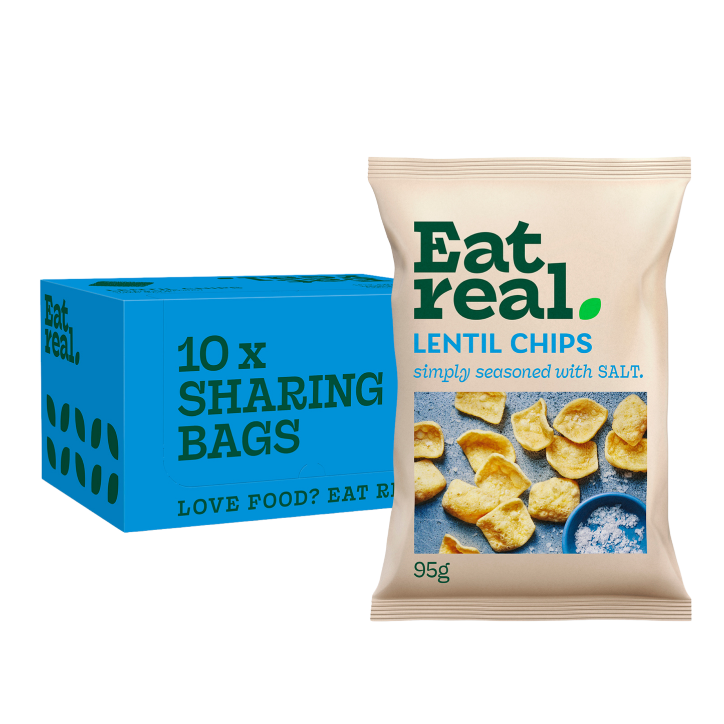 Essen Sie echte gesalzene Linsenchips (10x 95gr) (Kugel)
