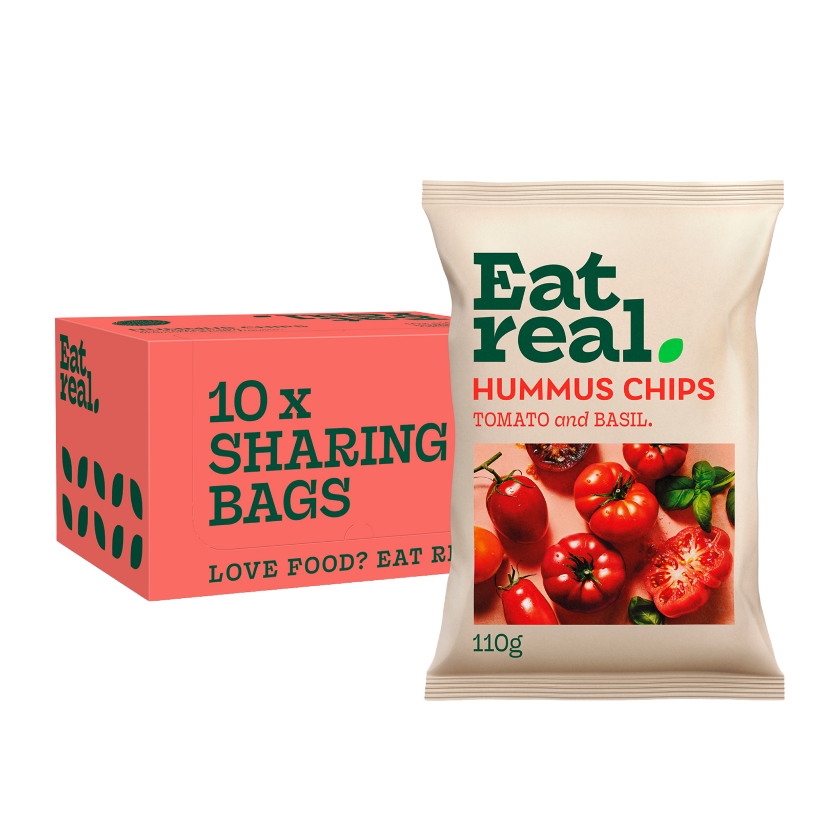 Essen Sie echte Tomaten amp; Basilikum-Hummus-Chips (10x 110gr) (Kugel)