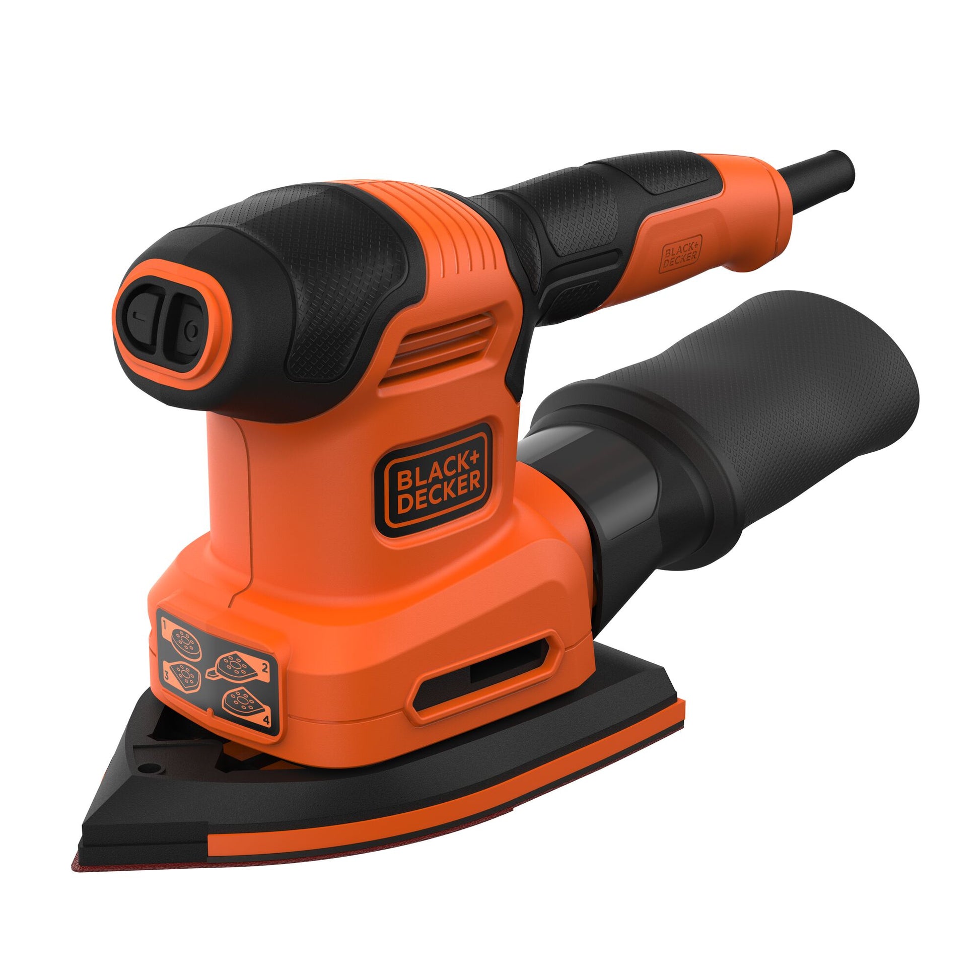 Black+Decker bew200 200w 4in1 Multischleifer | flache, detaillierte und exzentrische Schleifsohle | 1x Schleiffinger | 6x Schleifblätter - bew200-qs