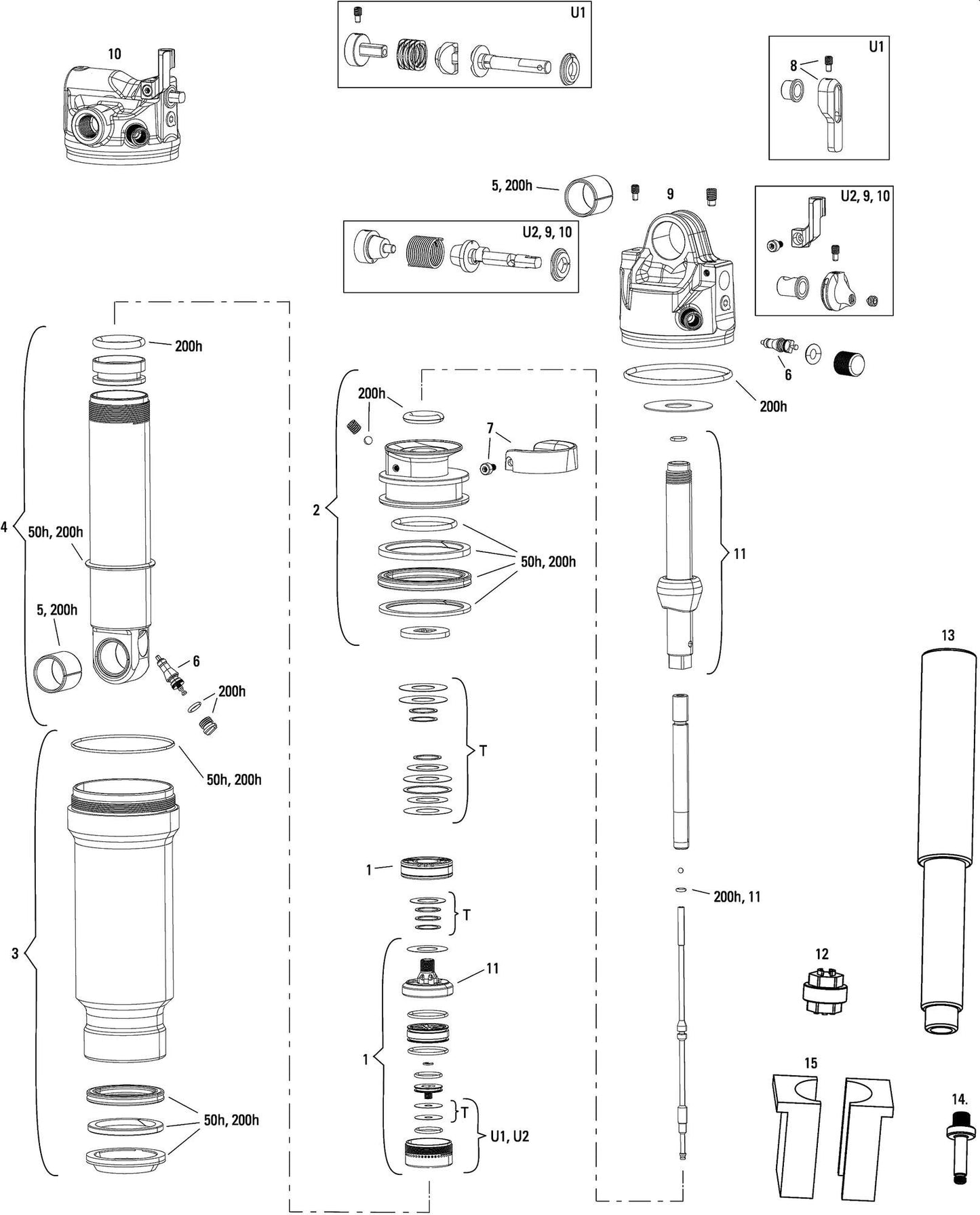 Rockshox Heck -Stoßdock Rs Sidluxe ult.3p 185 x 50 mm