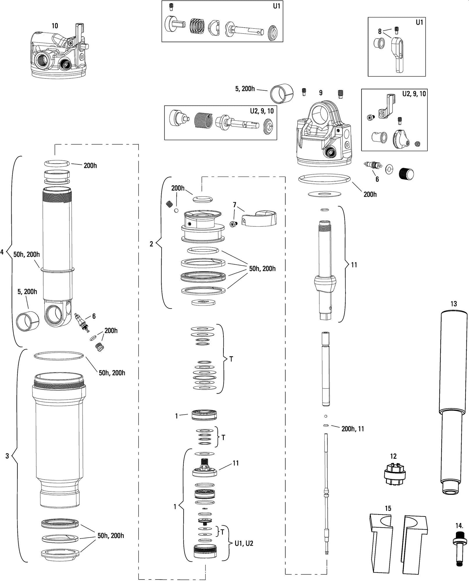 Rockshox Heck -Stoßdock Rs Sidluxe ult.3p 185 x 50 mm