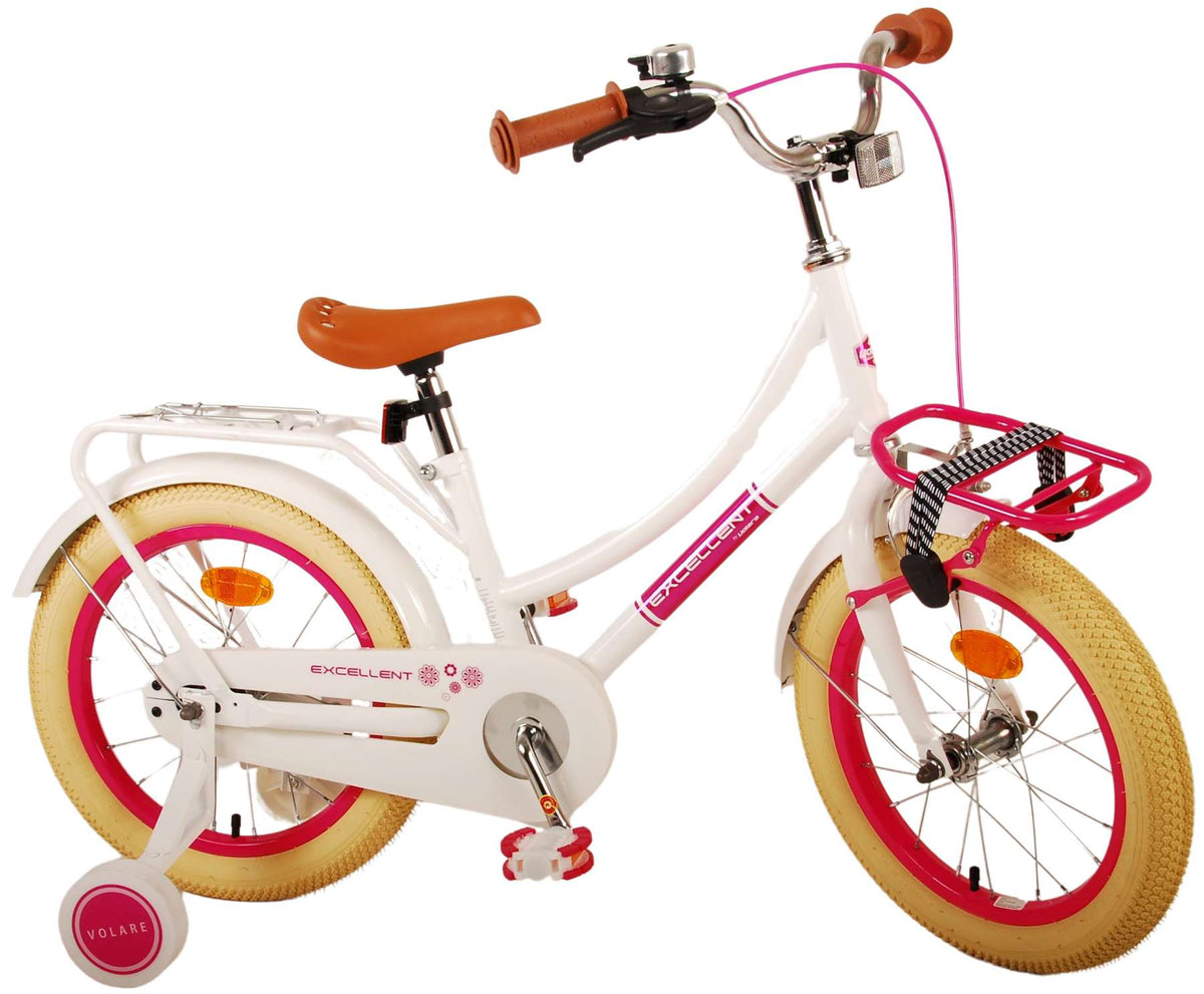 Volare Excellent Kinderfahrrad - Mädchen - 16 Zoll - Weiß - 95% versammelte