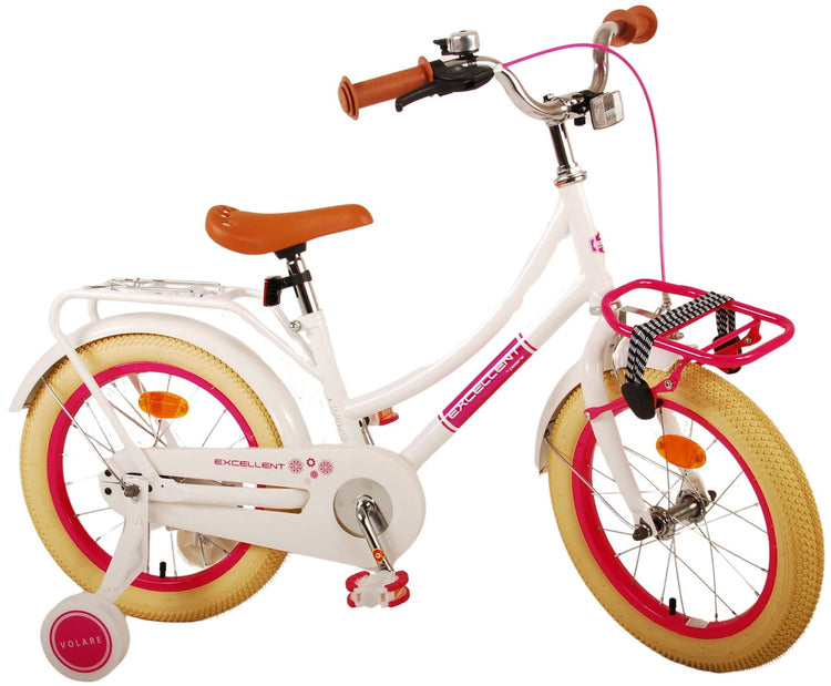 Volare Excellent Kinderfahrrad - Mädchen - 16 Zoll - Weiß - 95% versammelte