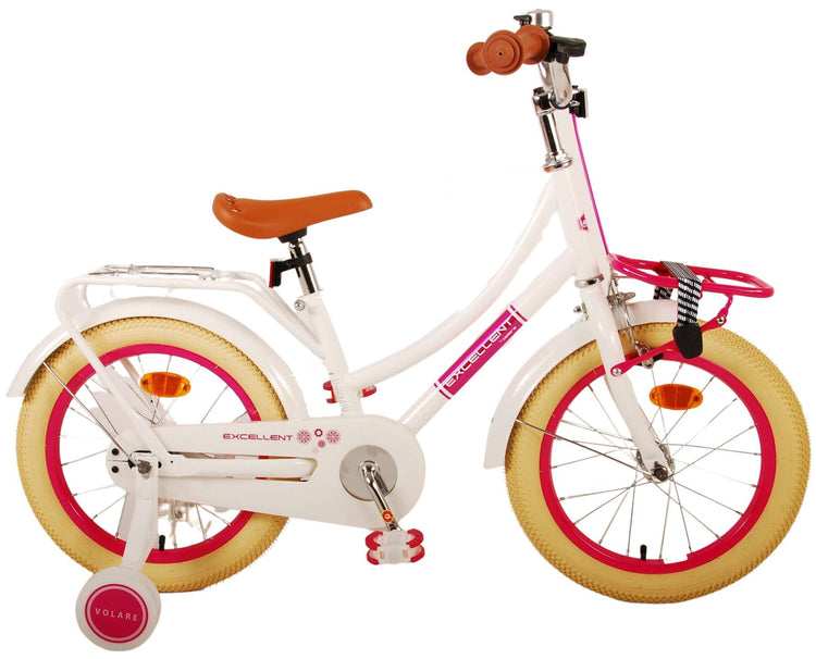 Volare Excellent Kinderfahrrad - Mädchen - 16 Zoll - Weiß - 95% versammelte