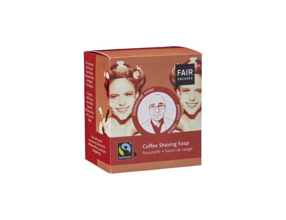 Faire quadrierte Rasierseife Kaffee 160 Gramm