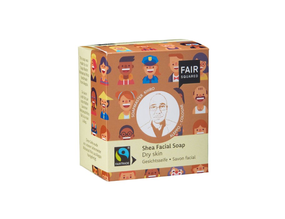 Faire quadratische Gesichtsseife Shea Trockene Haut 160 Gramm