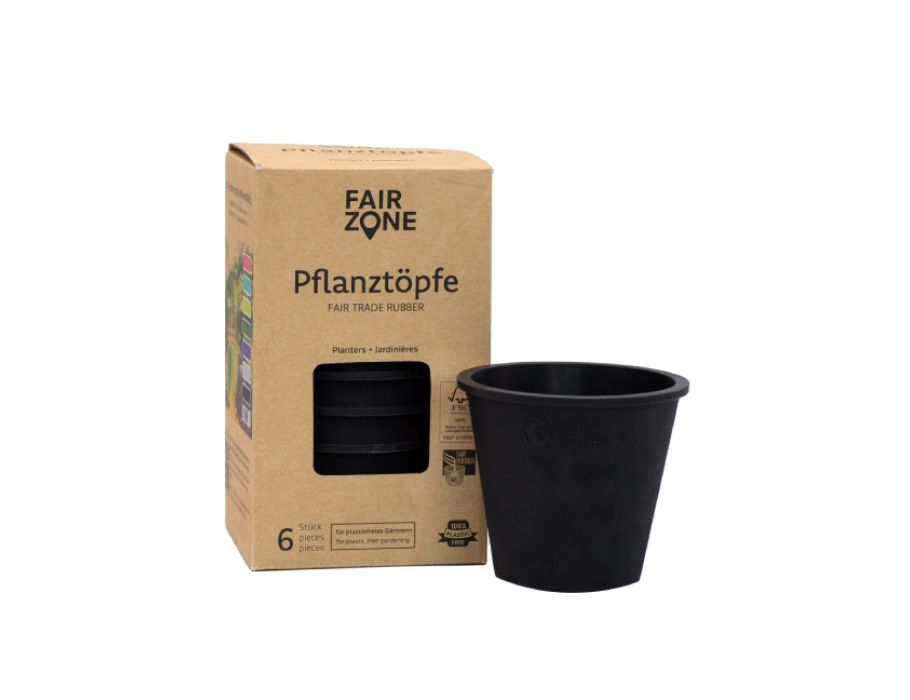 Fairzone pflanzliche töpfe Naturkautschuk schwarz 6 Stücke
