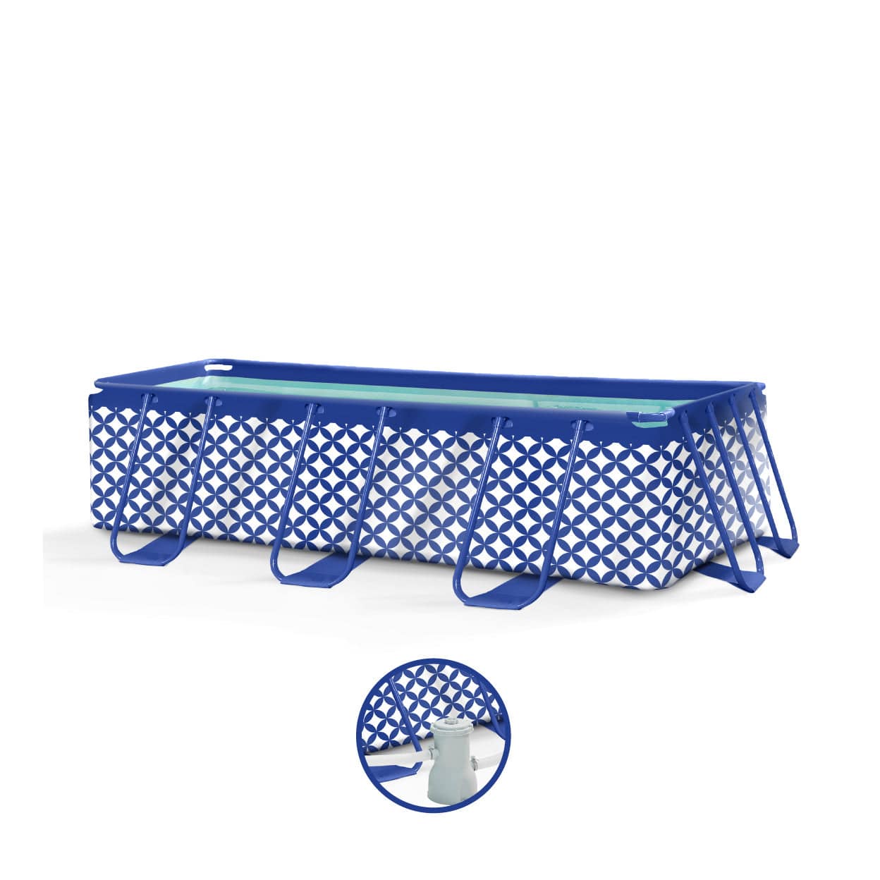 Eleganz | Dunkelblau weißes Design Schwimmbad 400x200x100 cm inkl. Zubehör