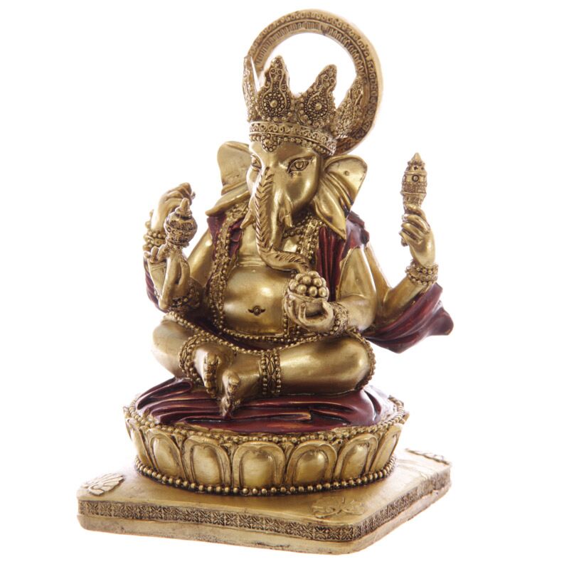 Goldene rote Ganesh Figur 14cm