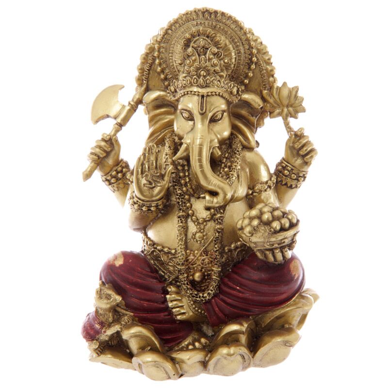 Goldene rote Ganesh Figur 16cm