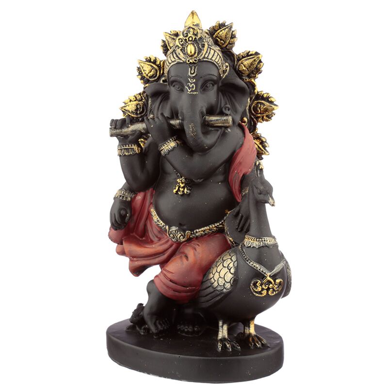 Ganesh -Statue mit Rohr und Pfau