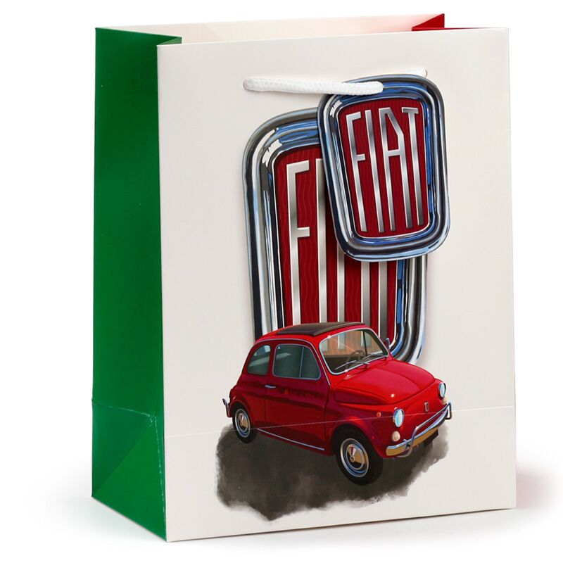 Fiat 500 Retro Red White - Geschenktüte Medium