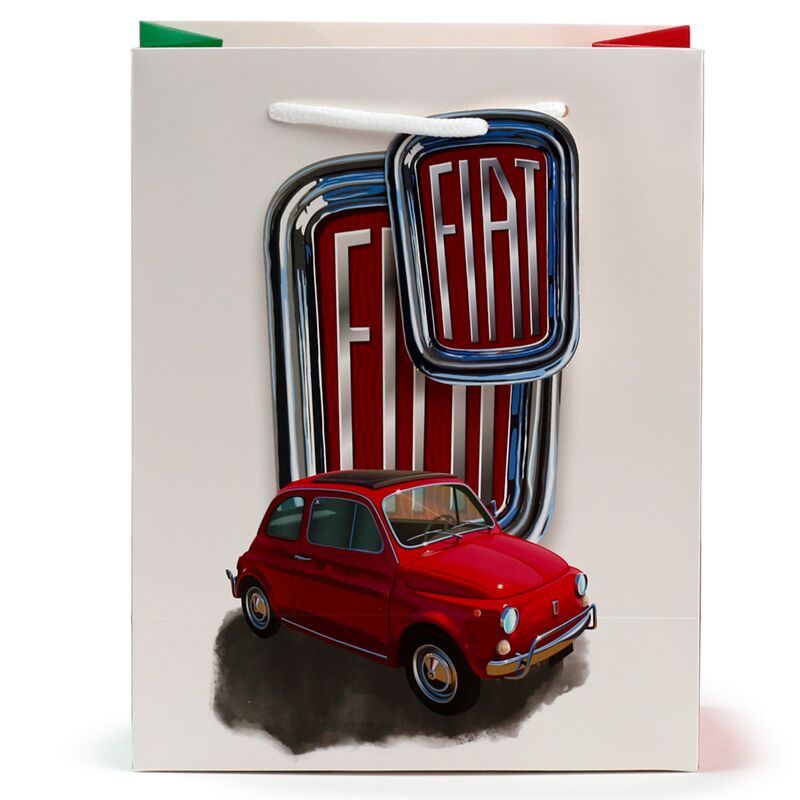 Fiat 500 Retro Red White - Geschenktüte Medium