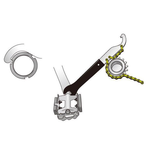 Pedalschlüssel mit Haken und Freilaufabzieher 1 2 x 1 8 IceToolz 34S2