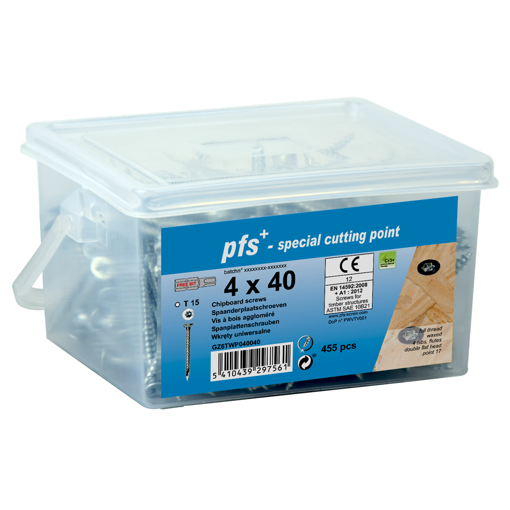 Pgb-europa pgb-befestigungen | Spanplattenschrauben pfs tx25 5x70 zn Eimer 160 | 160 Stück – gz6twp050070