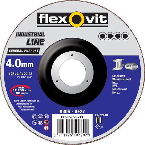 Flexovit cbs industrial 115x4,5x22,23 a30s t27 pc edelstahl | 20 Stk