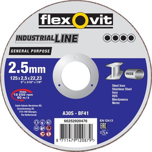 Flexovit dss industrial 180x2,5x22,23 a30s t41 pc edelstahl | 25 Stk