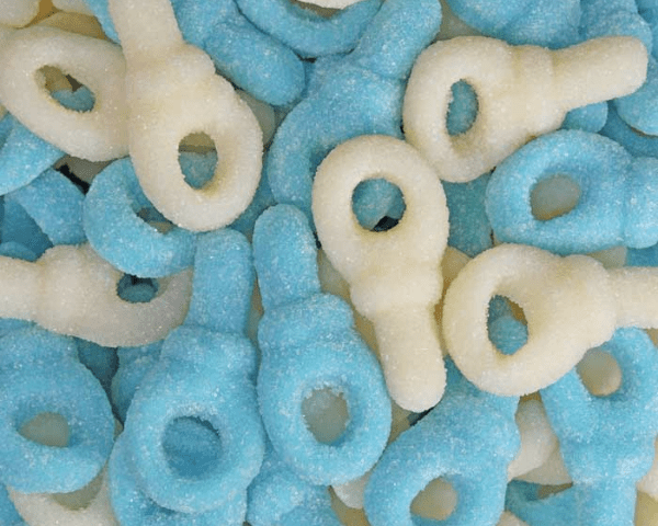 Gezuckerte Babyschnuller Junge blau weiß (1kg)
