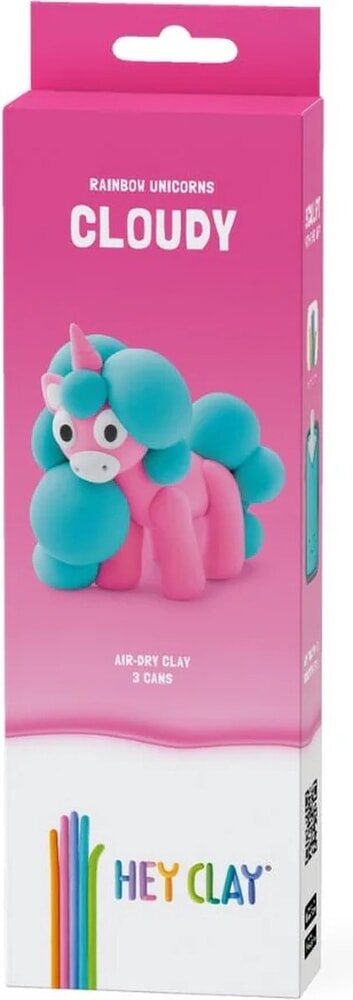 Hey-Clay Regenbogen-Einhorn wolkig 3 Dosen Modelliermasse